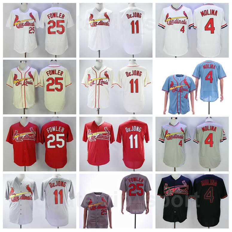 

Baseball 2018 Style 25 Dexter Fowler Jersey 4 Yadier Molina 11 Paul DeJong Stitched Red White Grey Beige Black Pullover Flexbase Clearance, 4 blue