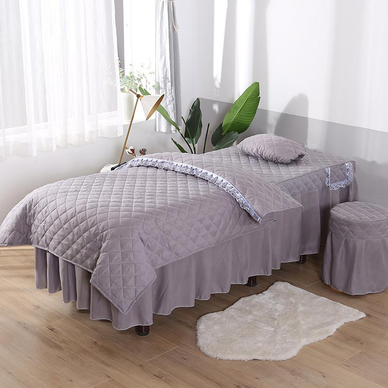 

Bedding Sets 4pcs Beauty Salon Massage Spa Bed Linens Sheets Bedspread Pillowcase Duvet Cover Set, Gray
