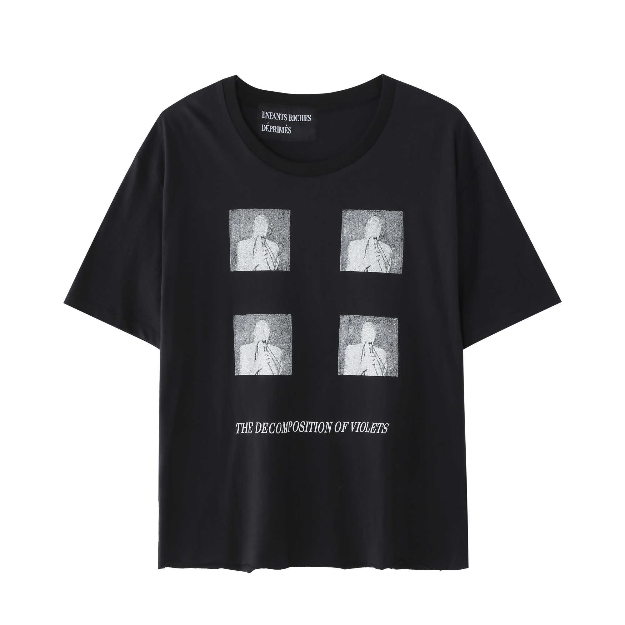 

Men' T-Shirts ERD melancholy rich second generation portrait printing loose tide brand pure cotton spring summer T-shirt short sleeve ins high street, Black