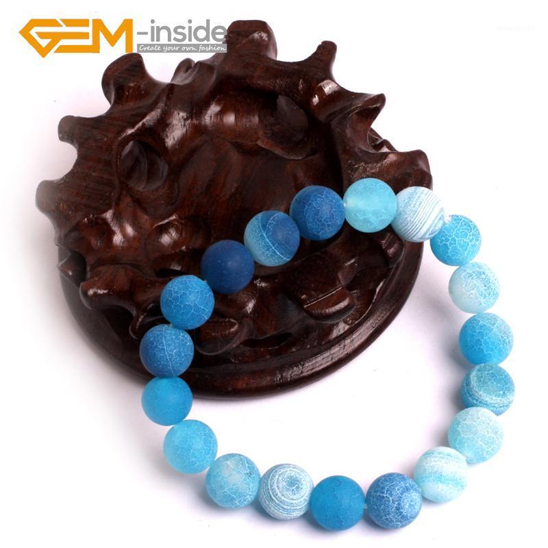 

Charm Bracelets Blue Frost Sardonyx Agat E Bracelet Dyed DIY Jewelry One Of The Seven Treasures Buddhism Gift1