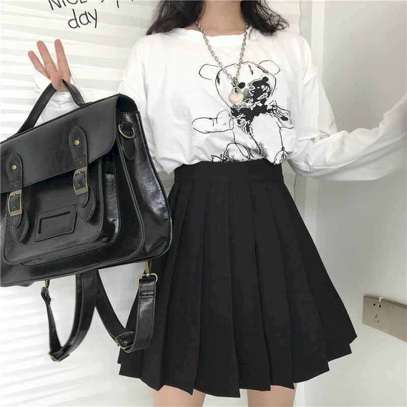 

Women's Short pleated skirt spring summer Large size female A-line high waist plus bust black short tennis dress 210526, Pink