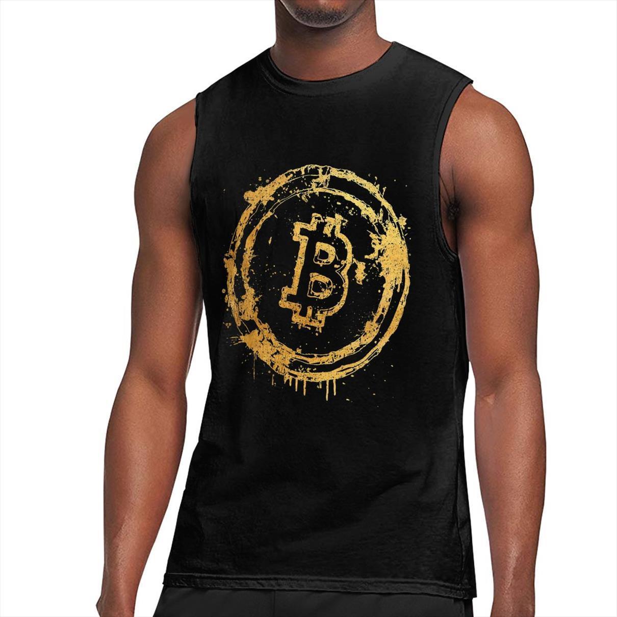 

bitcoin cryptocurrency meme gold mens tank clothing bodybuilding summer gym male sleeveless shirts oversized vest, White;black