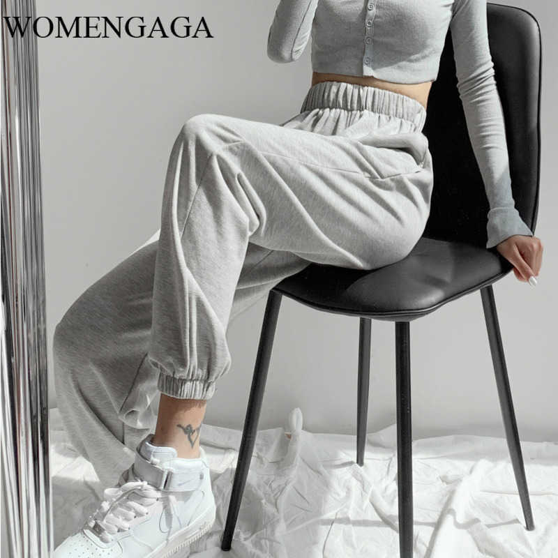 

WOMENGAGA 3XL plus size Autumn Winter Plush Grey Sports Pant Casual Loose Legged Harem Cotton Trousers Fashion SKF8 210603, Gray