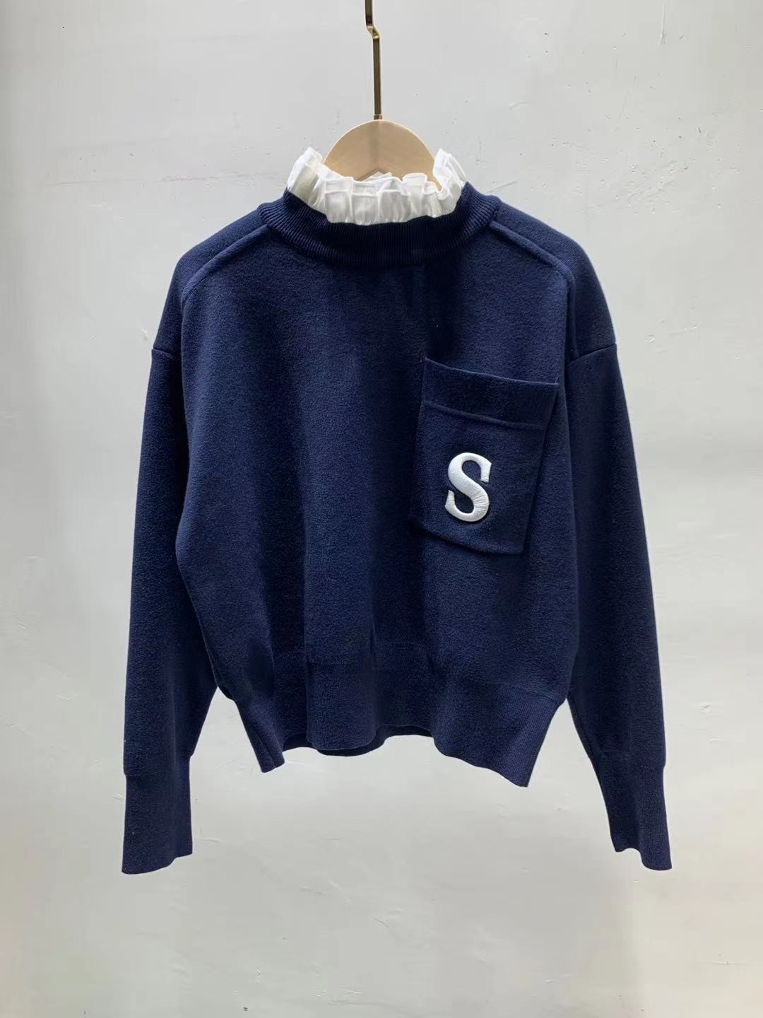 

women's sweaters female sweater knitted with slobber mesh, women's jacket embroidered long sleeve autumn l5ao, White;black