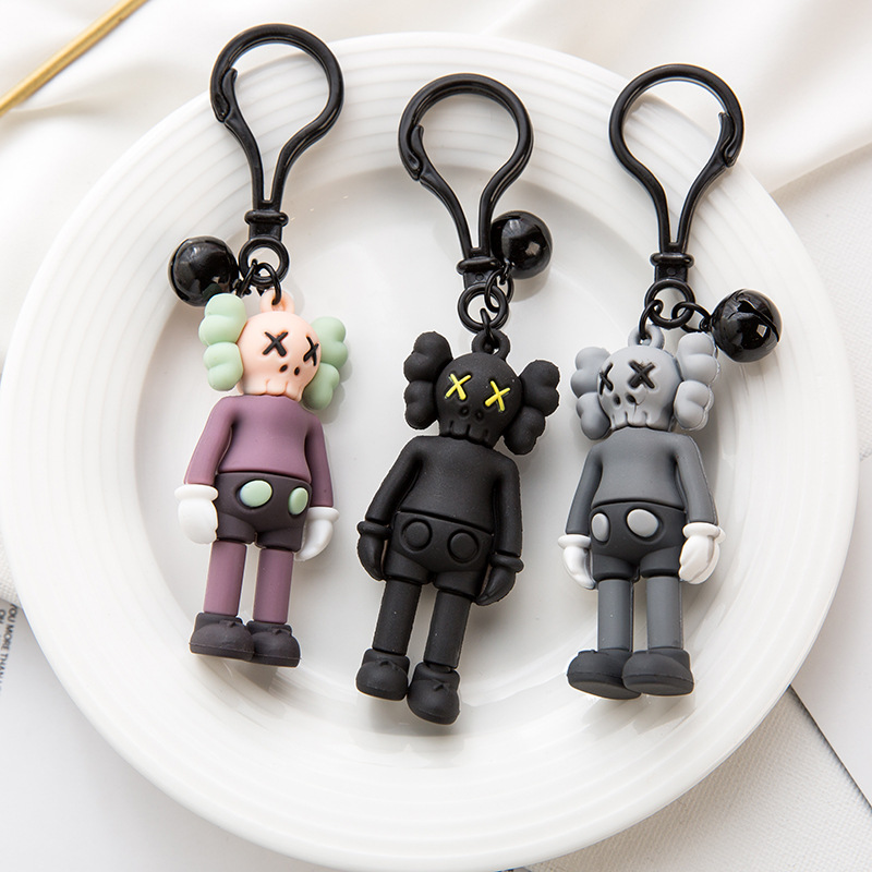 

Kaws Doll Designer Cartoon Keychains Fashion Sesame Street Key Chain Accessories Action Figures Toys Bag Charms Car Keyring Holder, Silver
