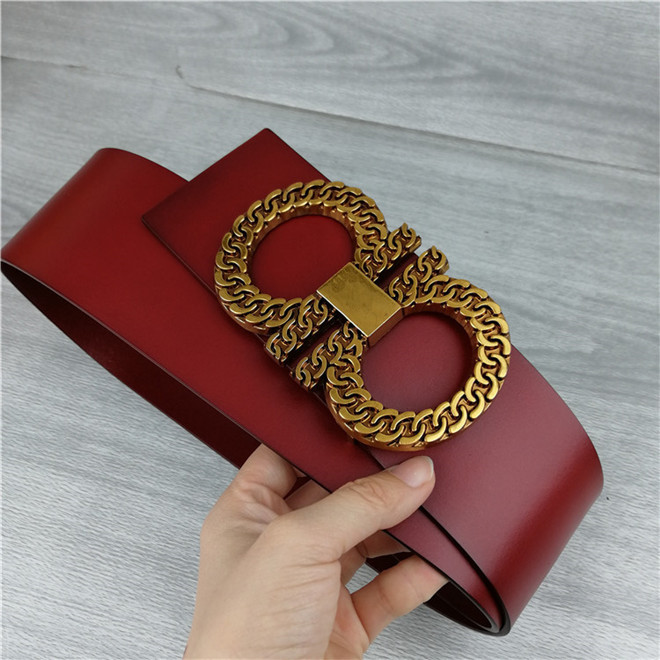 

2021 Luxury designer black red high quality fashion belts 7.0cm big gold buckle men's and women's belt + box, Black;brown