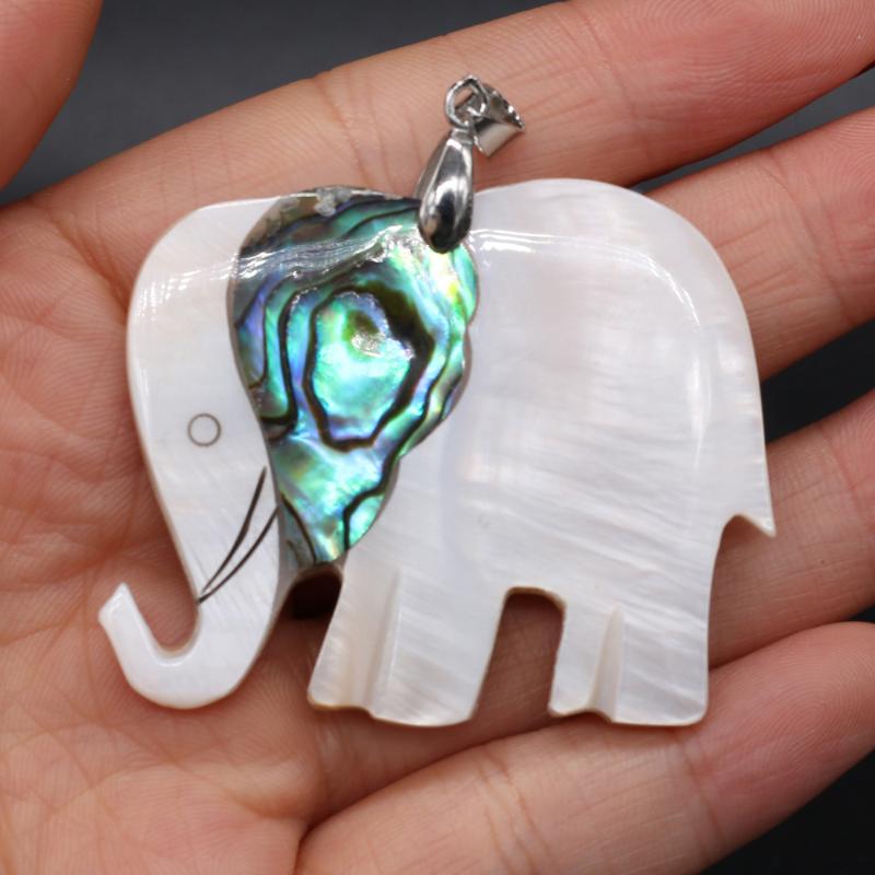 

Charms Natural Shell Pendant Cute Elephant Sea For Jewelry Making Necklace Christmas Gifts Women, Bronze;silver