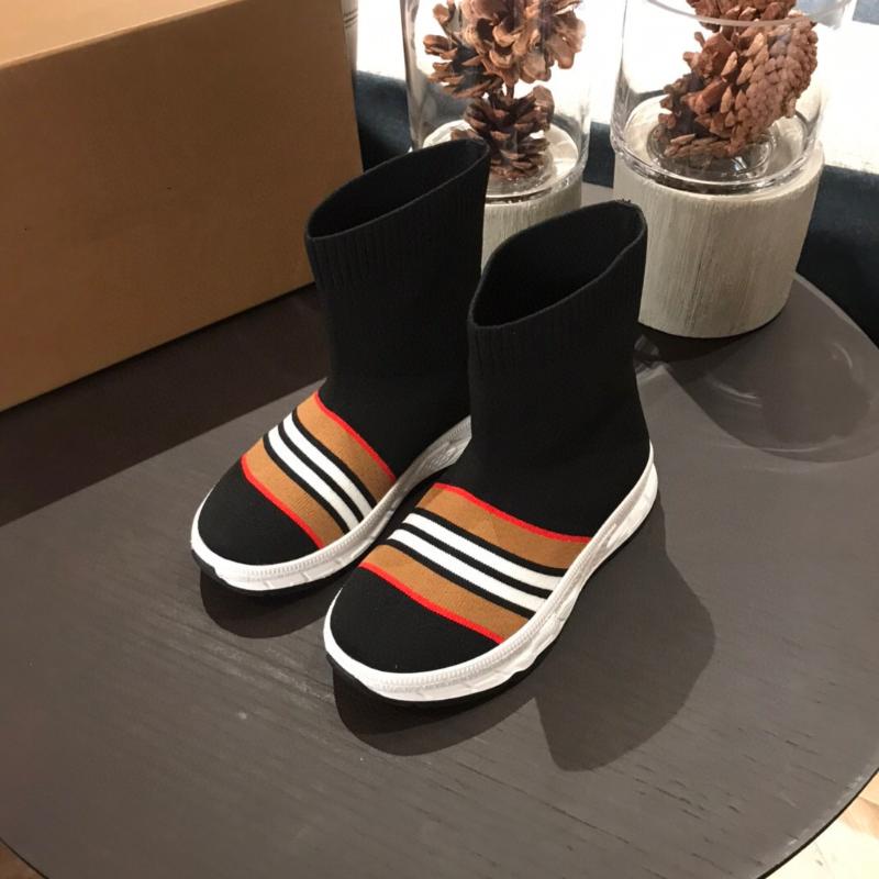 

Athletic & Outdoor 2021 Spring And Autumn Top High End Fashion Brand Striped Socks Shoes Black Medium Boots Children's Boys', Stripe no box