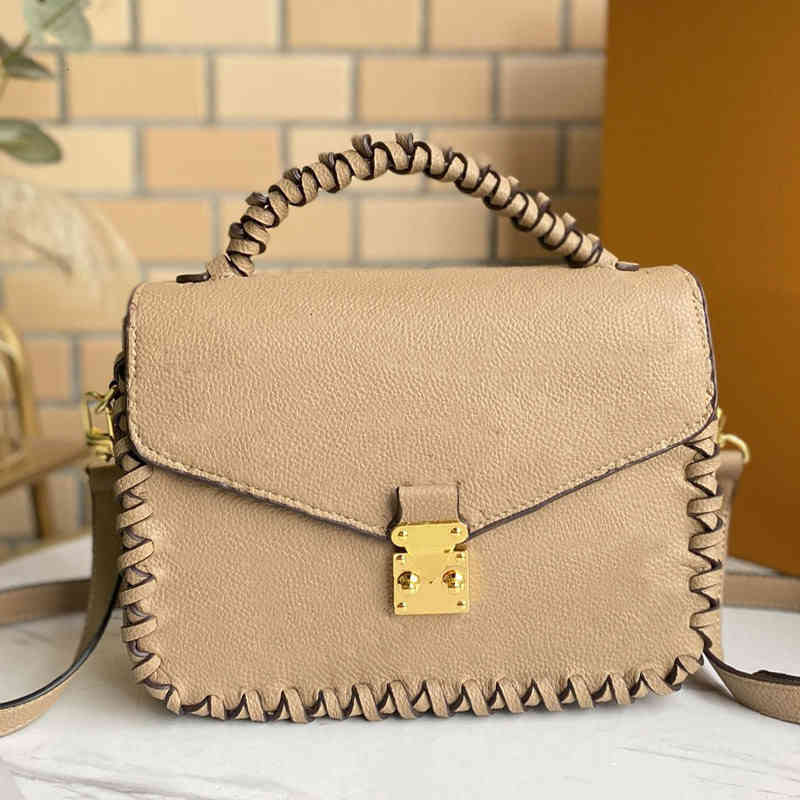 

Messenger Pochette Handbag Bag Embossed Letter Crossbody Bags Genuine Leather Braided Handle Sides Totes Classic Satchel Metis Handbags, Make up the freight