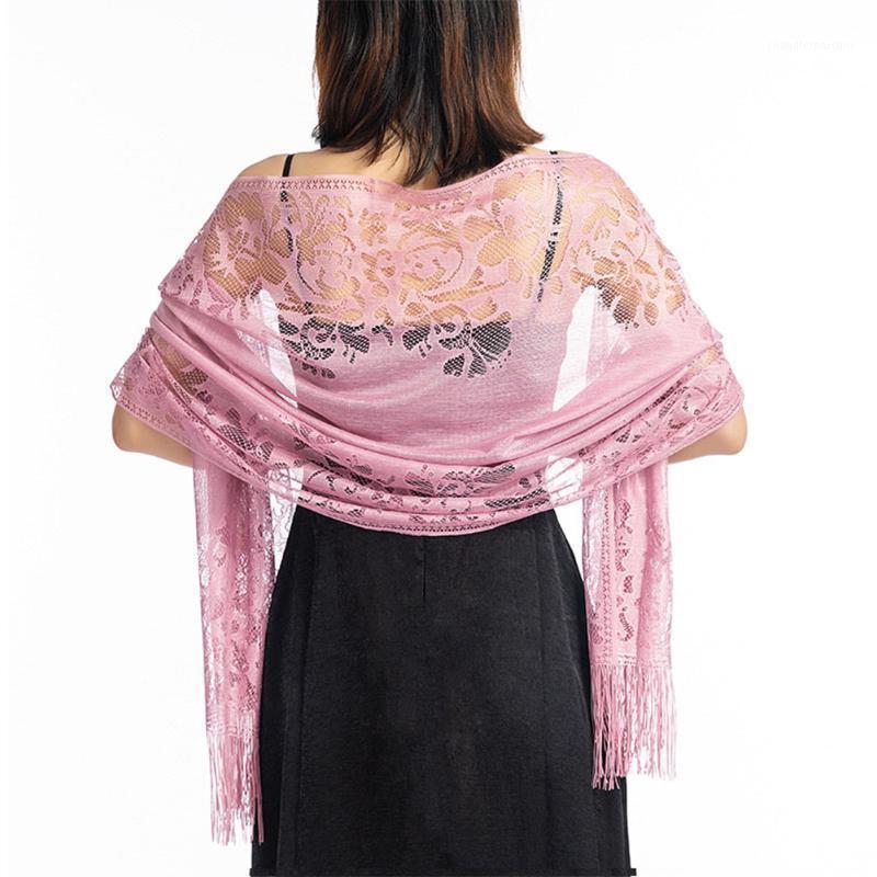 

Women Bridal Shawl Wedding Party Bridesmaid Double Use Evening Dress Long Scarf Hollowed Out Summer Lace Thin Gauze Elegant
