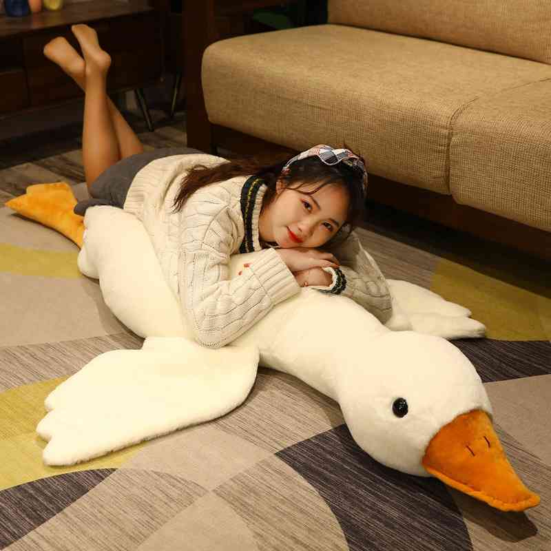 

Cartoon goose plush toy large grey Swan pillow pacify grab doll, White
