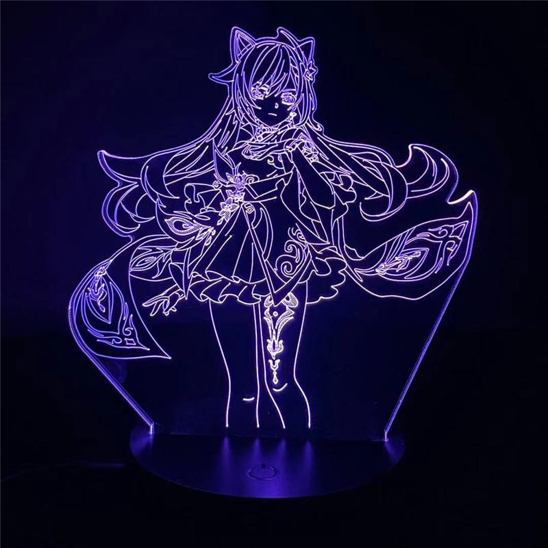

Night Lights Game Genshin Impact Led Atmosphere 3D Keqing Light Lamp For Bedroom Decor Lighting Bedside Lamps Kids Gift