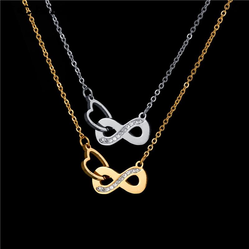 Pendant Necklaces ICAM Gold Silver Plated Tiny Infinity Necklace Lovely Heart Zirconia Promise Symbol Charm For Women Gift-image-697624696