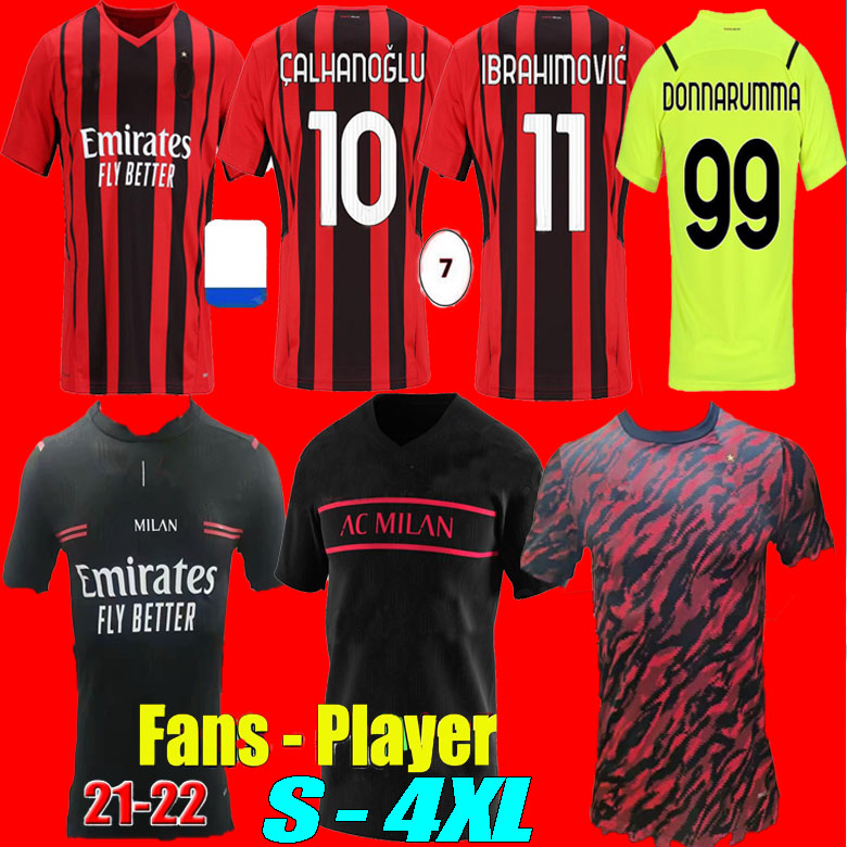

size:S-4XL 2122 AC milan IBRAHIMOVIC soccer jersey PAQUETA BENNACER ROMAGNOLI CALHANOGLU 20 21 TONALI REBIC football shirt, Multi