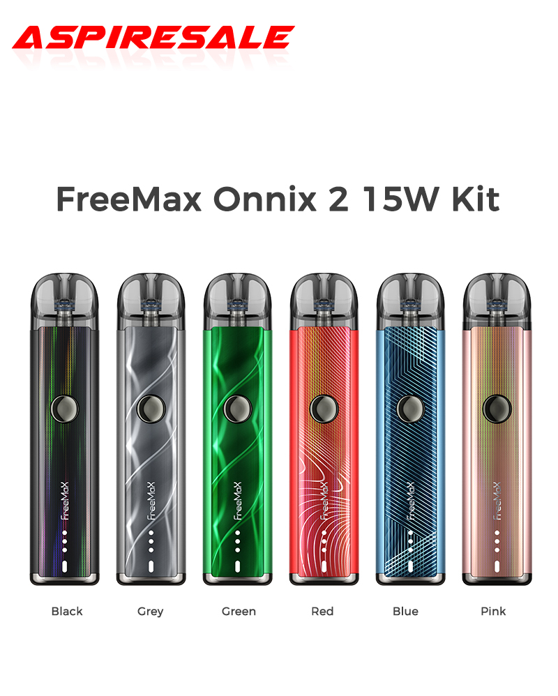 

Freemax Onnix 2 15W Kit 900mAh Internal Battery With 7W-15W 2ml Pod OX DVC Coil 0.8ohm & 1.0ohm FM SaltCoilTech 3.0 2A Type-C Fast Charging, Multi