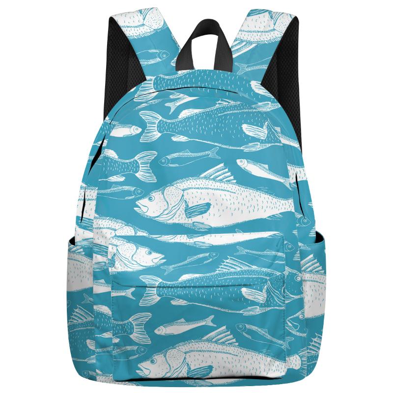 

Backpack Boys Girls School Bookbag Marine Life Fish Casual Travel Simple Men And Women, As pic