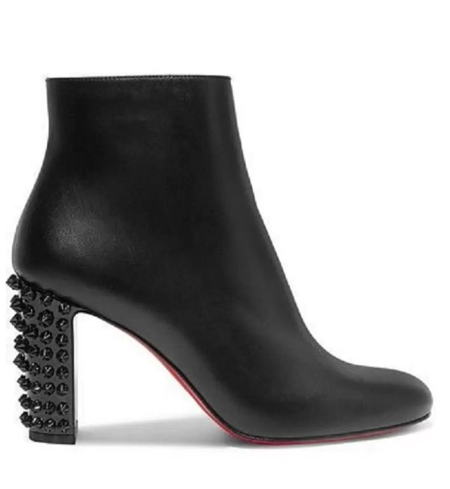 

Luxury Designer Women Red Bottom boots Leather Out Line Spike Bottes heel Chunky Heels Studs Lug Sole Ankle Boot Red-Sole Booties Party