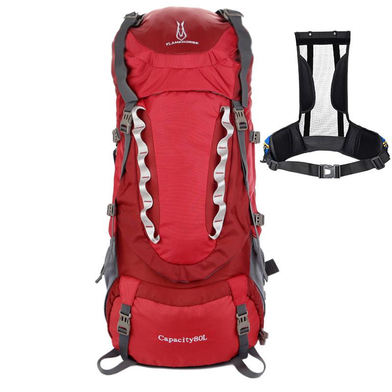 

Outdoor Bags Hiking Tactical Sport Ski Notebook Backpack Waterproof Camping Running Travel Tourism Bag Rucksack 80L, Red