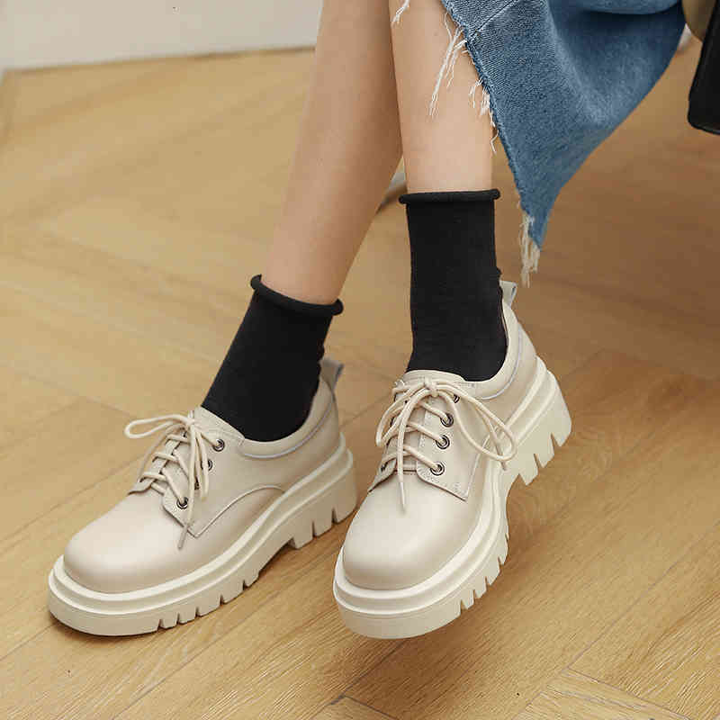 

Sandals genuine leather lace feminine shoes spring/autumn toe round mouth pumps platform for woman size 34-43 836I, 1# shoe box
