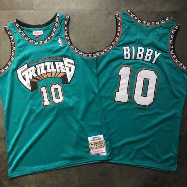 

Stitched NBA jersey Memphis Grizzlies 10 Mike Bibby 1998-99 Mitchell & Ness Turquoise Hardwoods Classics retro men Jerseys, Black;red