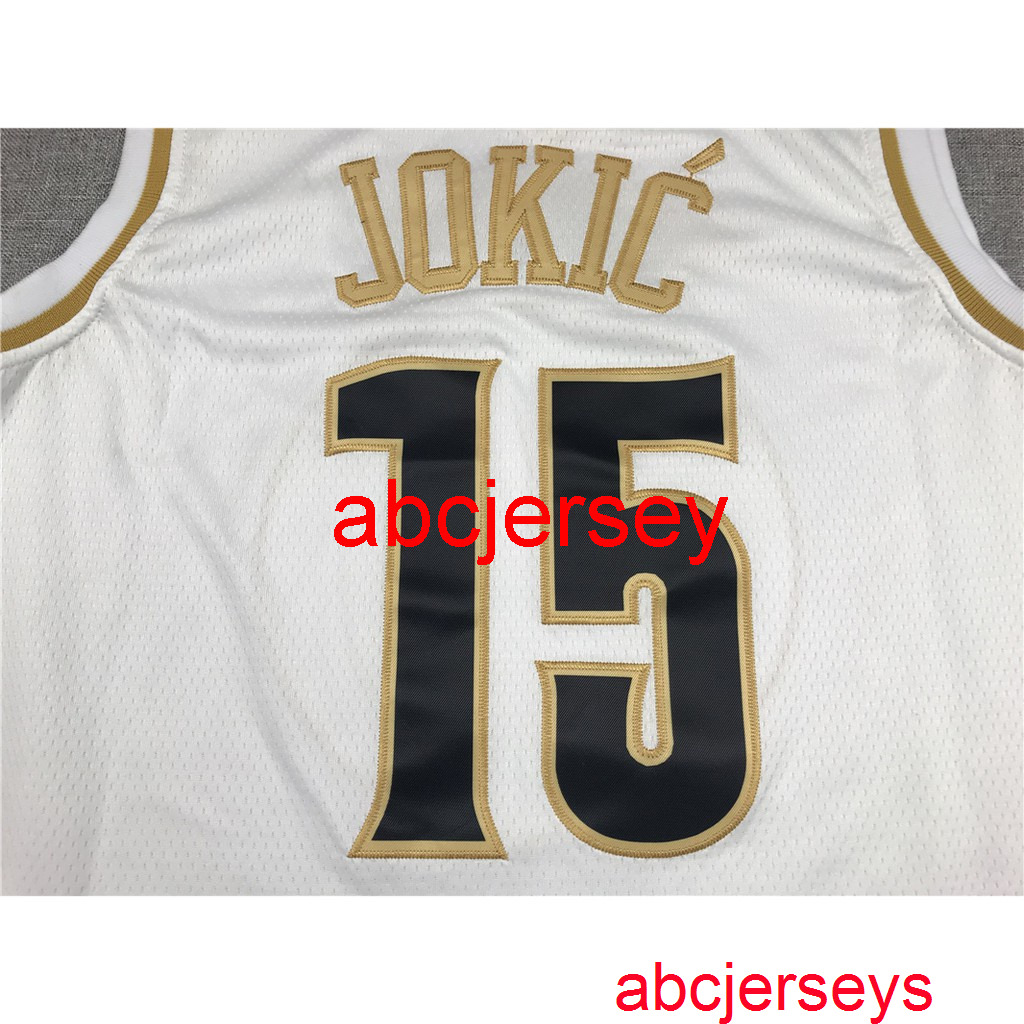 

19 Platinum Jerseys MEN Basketball Jerseys Sportswear JOKIC #15 WHITE GOLD -XXL Vest