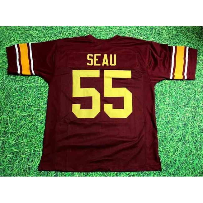 

Mitch Custom Football Jersey Men Youth Women Vintage 55 JUNIOR SEAU USC TROJANS Rare High School Size S-6XL or any name and number jerseys, Wine red youth s-xl