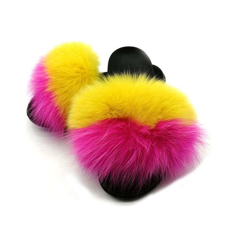 

Slippers Selling Women's Fur Fashion Party Shoes Sandals Lovely Furry Winter Comfy Indoor Flipflops, Black