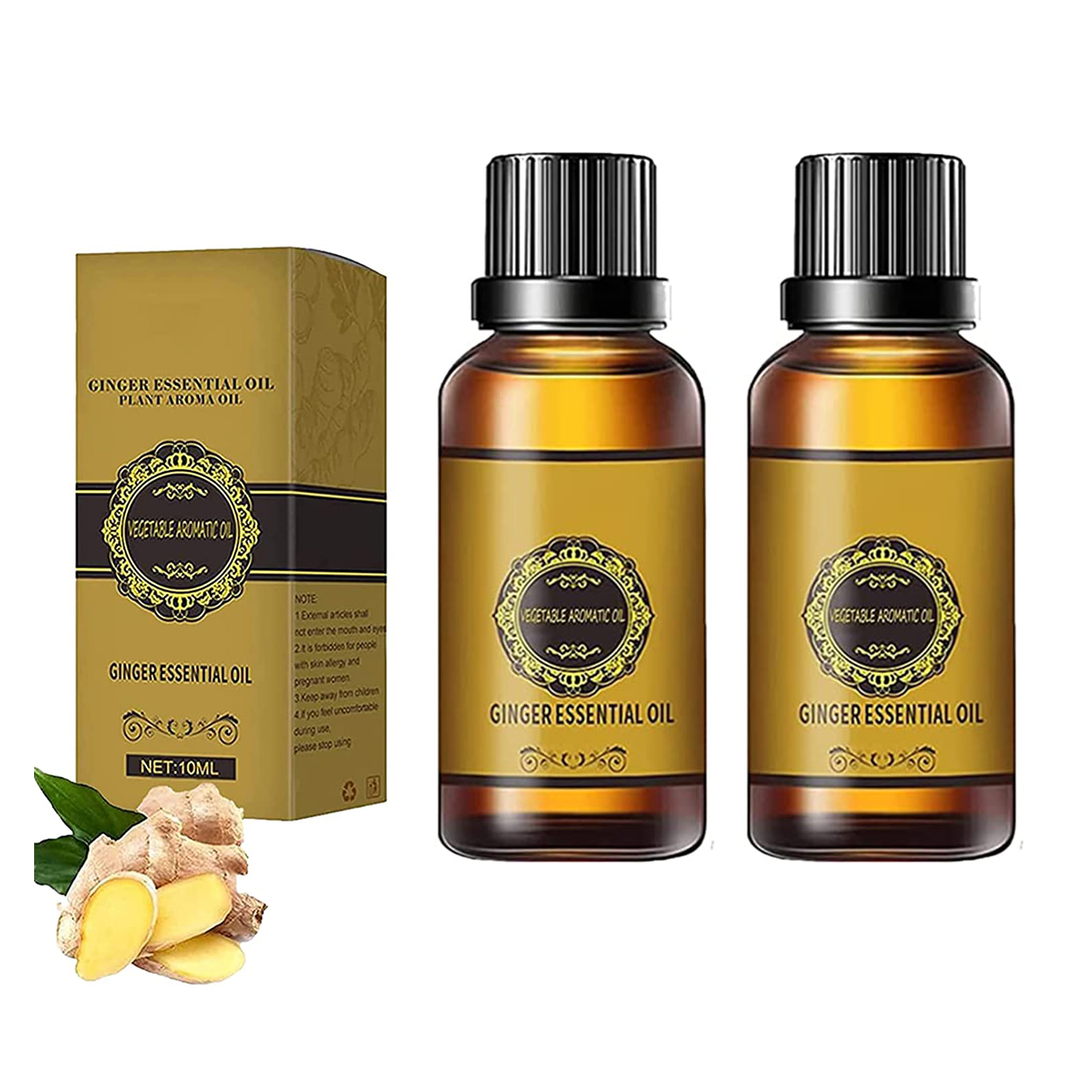 Free freight EELHOE OEM ODM Ginger oil glass bottle 10ml plant Aromatherapy Body Massage humidifier water-soluble skin 2pcs-image-750860868