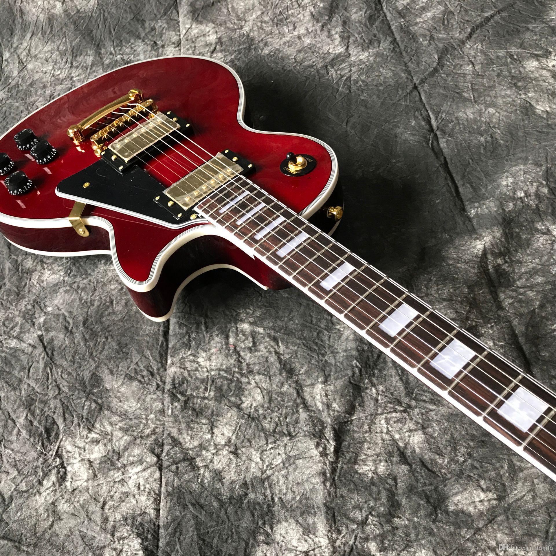 

Custom factory wholesale direct sale LP wine red electric guitar, high sound quality, mahogany top, rear panel, rosewood fingerboard, fast s