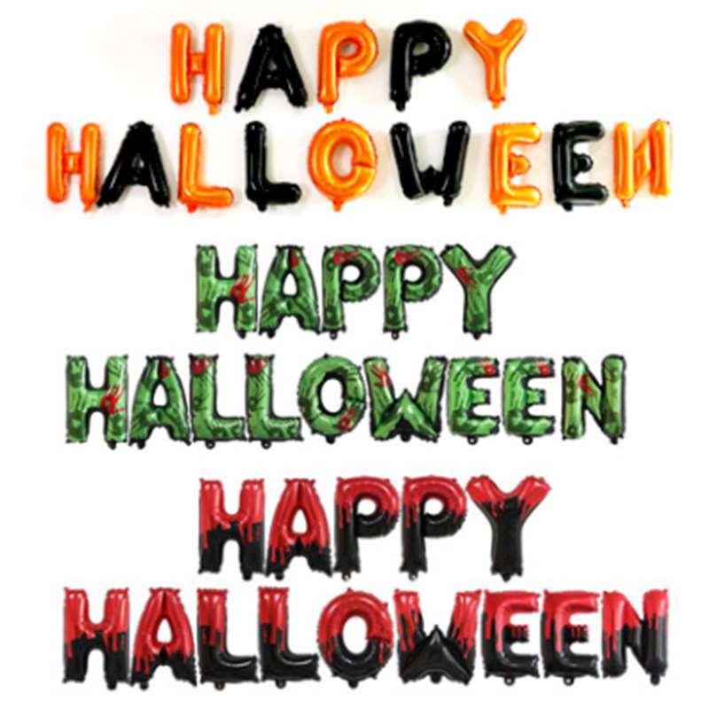 

3PCS Happy halloween letter set halloween hotel party decoration aluminum film balloon