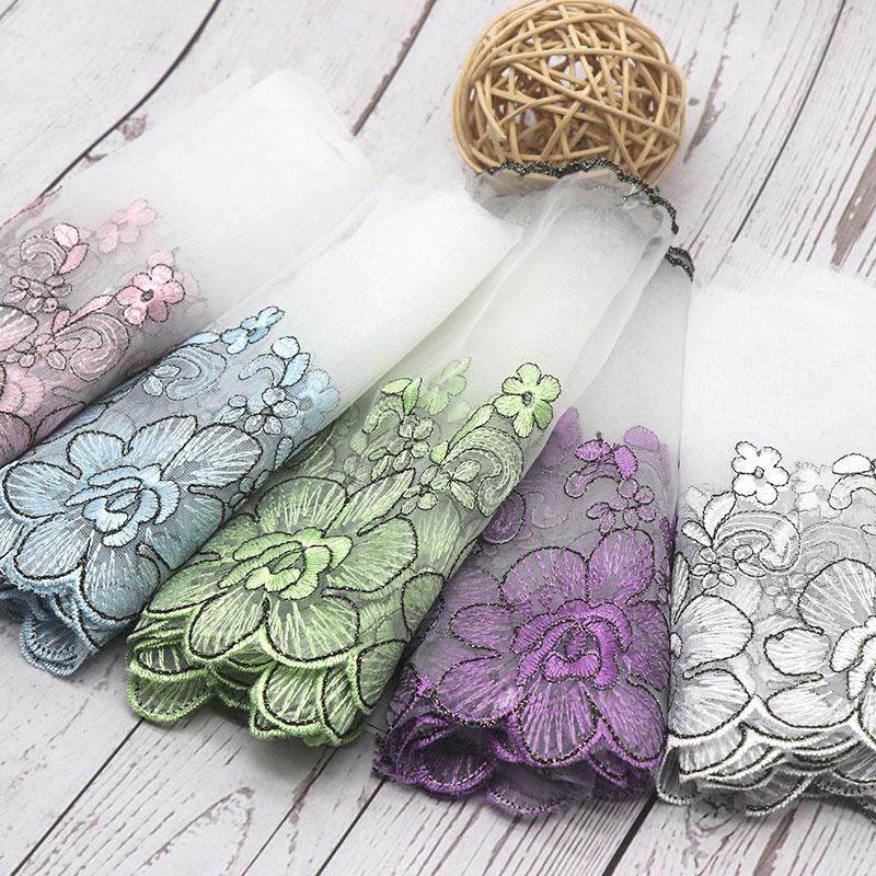 

Ribbon 18CM Width Organza Lace Wedding Embroidered Diy Handmade Patchwork H730 TRIM Trimmings For Sewing Supplies Craft, Pink;blue