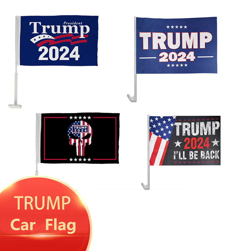 

In Stock Trump 2024 Election Car Flag TRUMP Campaign Cars Decoration Flags Free Delivery