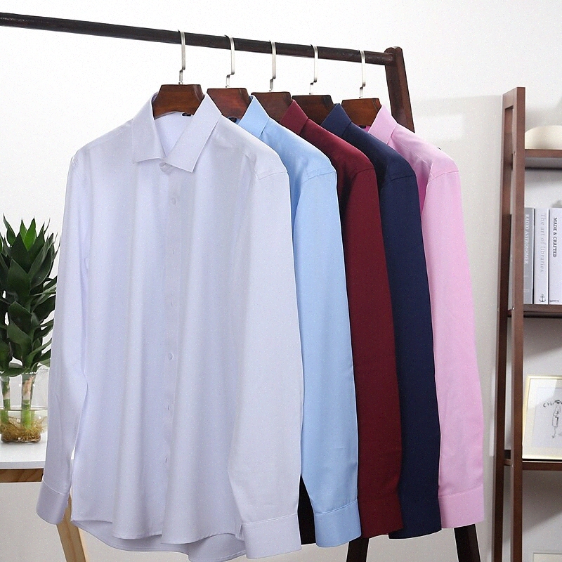 Men's Shirt Other Prints Solid Color Button Down Collar Casual Daily collared shirts Long Sleeve Tops Designer Wine White Black V5o7#
