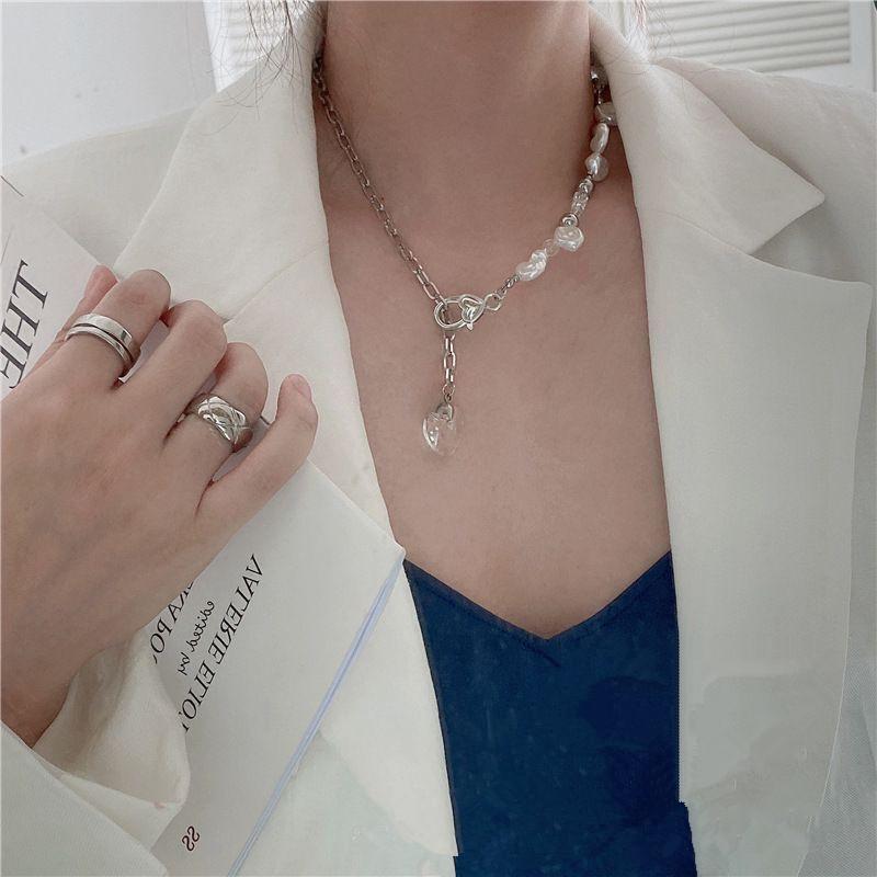 

Chokers 2021 Trend Pearl Thick Chain Pendant Necklace For Women Kpop Fashion Collar Choker Jewelry Female