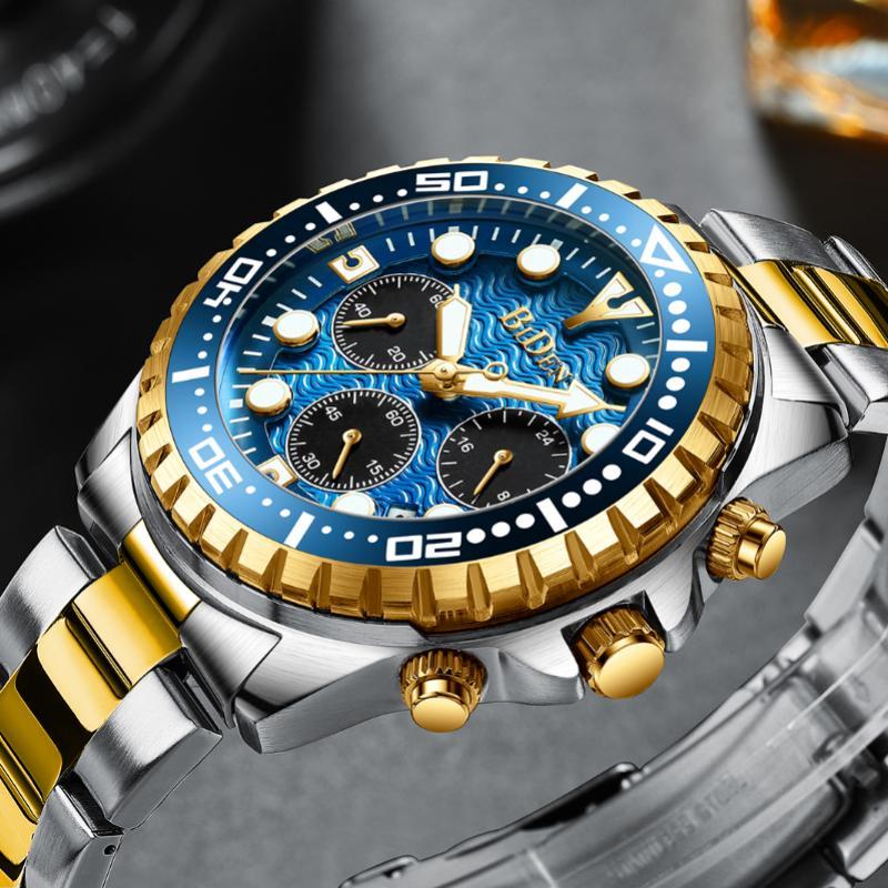 

Wristwatches 2022 Top Brand Full Steel Business QuartzWatch With Waterproof Design Wrist Watch For Man, Blue