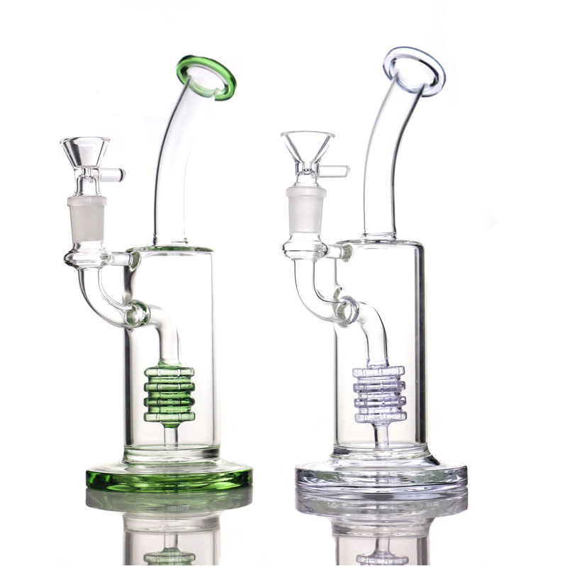 

Hookah 9inch Torus Glass Bongs Ratchet Barrel Percolators Water Pipe Oil Dab Rig 14mm Female Joint