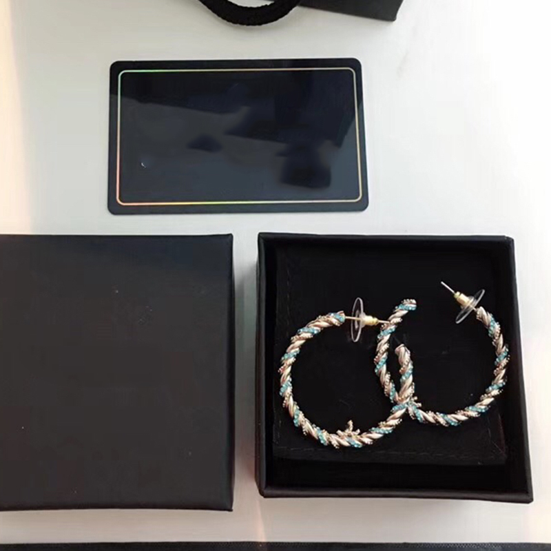 

Women's Stud Designer Earring Classic Double Letter Logo Twist Hoop Earrings 925 Silver Needle With Box L0-C09, Golden;silver