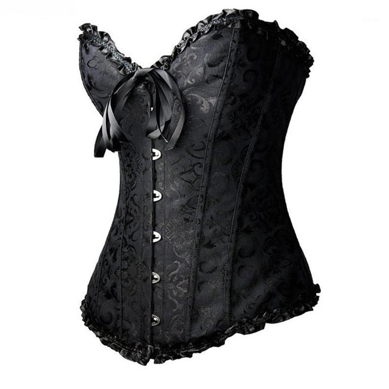 

Bustiers & Corsets Women' Plus Size And Overbust Floral Gothic Brocade Corselet Sexy Corset Clothing Top White Black, 819black