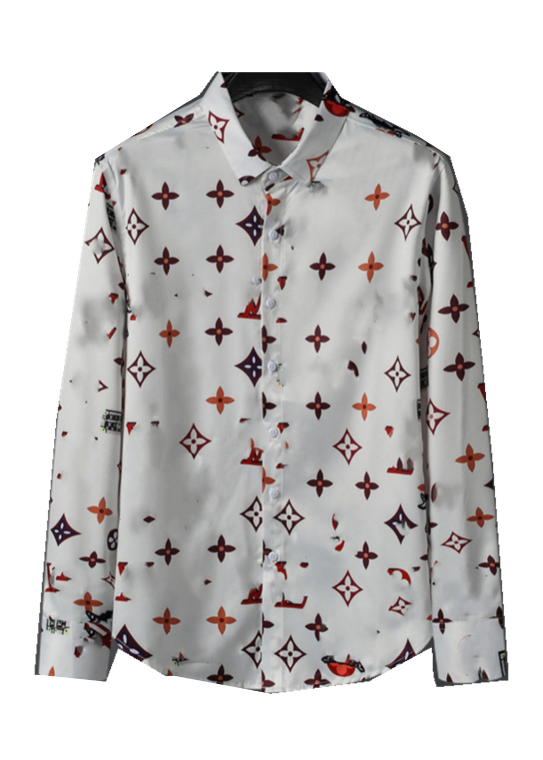 

2021 Designers Dress Shirt Menswear Fashion Society Black Men Solid Color Business Casual Long Sleeve -3XL#45, White