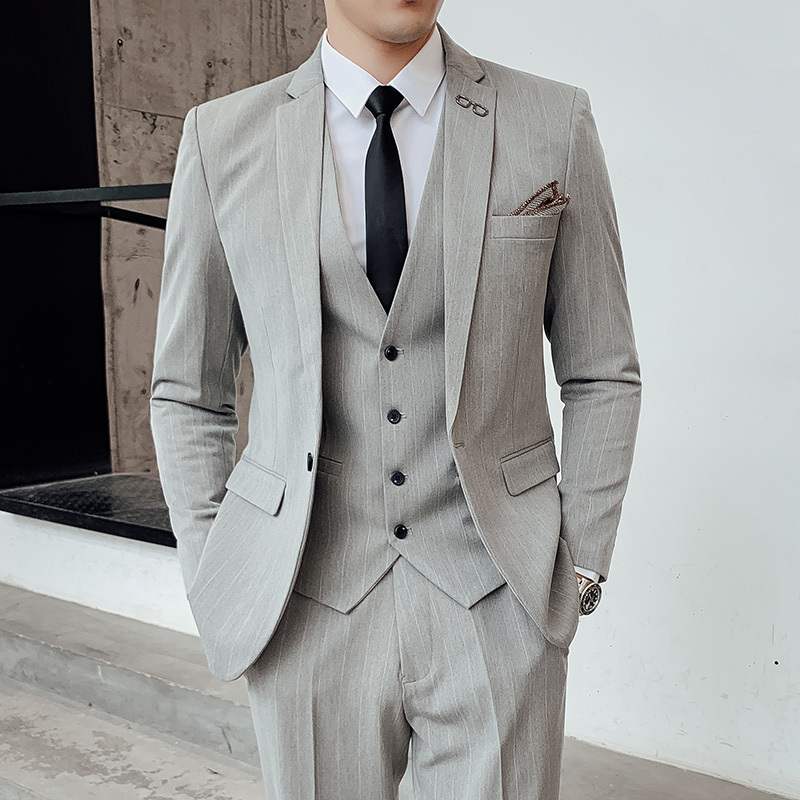 

men's suits & blazers jaqueta calÃ§as colete 3 pÃ§s/ moda masculina casual boutique negÃ³cios listrado fino ajuste terno casaco 310z, White;black