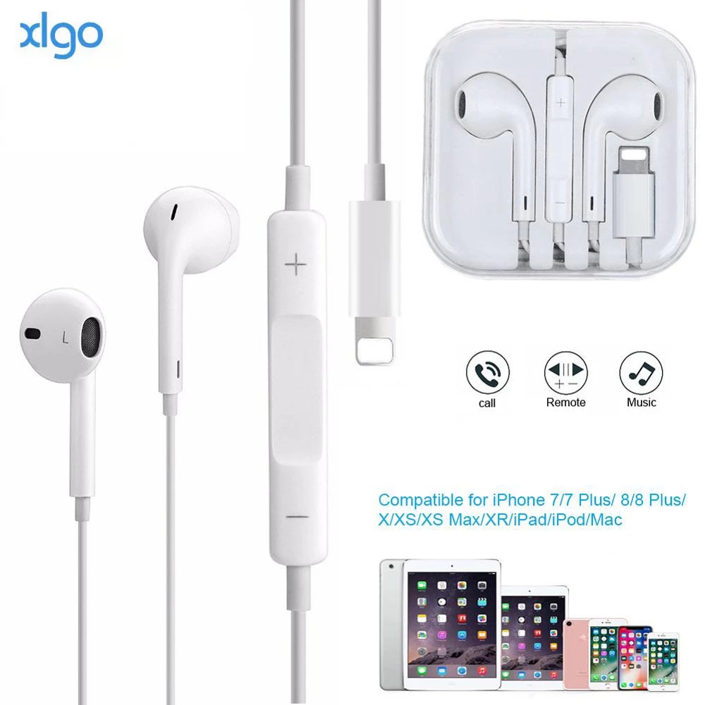 Wired Lightning earphones for iPhone 7 8 8P X XR XS Max 12 HiFi sound In-Ear Stereo Earbuds with Microphone and Volume control-image-724963422