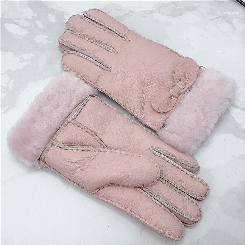 

Five Fingers Gloves Extra Thick Warm Wool Sheepskin Outdoor Winter Women Leather1