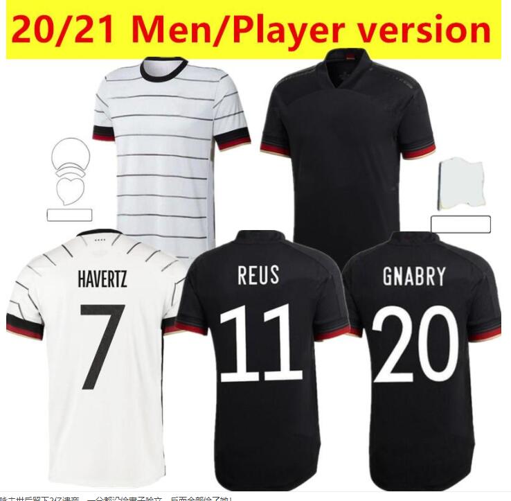 

Germany soccer jersey 2021 Fans Player version 2020-21 HUMMELS KROOS GNABRY WERNER DRAXLER REUS MULLER GOTZE football shirt uniforms men +Player, Black;yellow