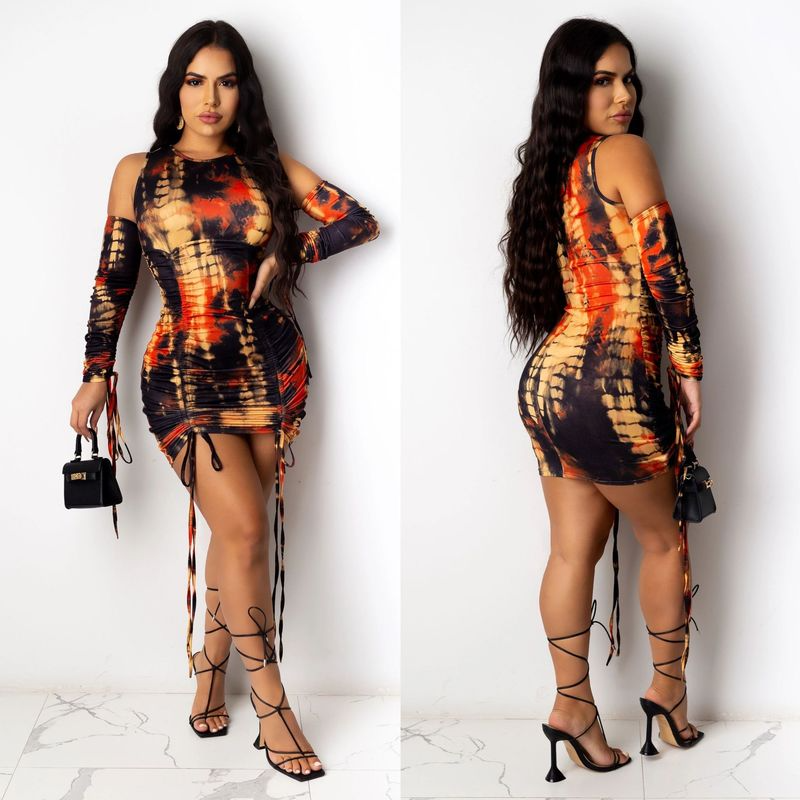 

Shirred mini dress with gloves limited Halloween party dress, Black