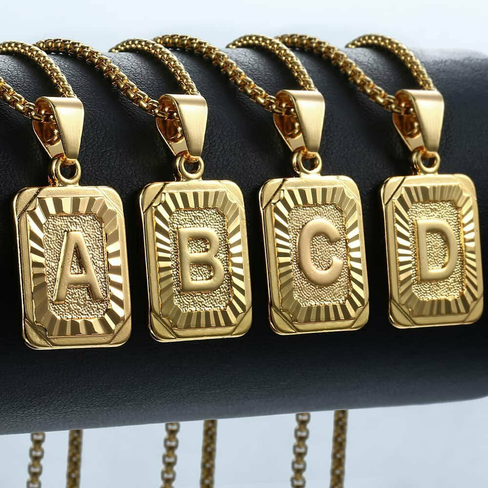

Initial Letter Pendant Name Necklack Yellow Gold j k Necklace for Women Men Bt Friend Jewelry Gifts Dropshipping