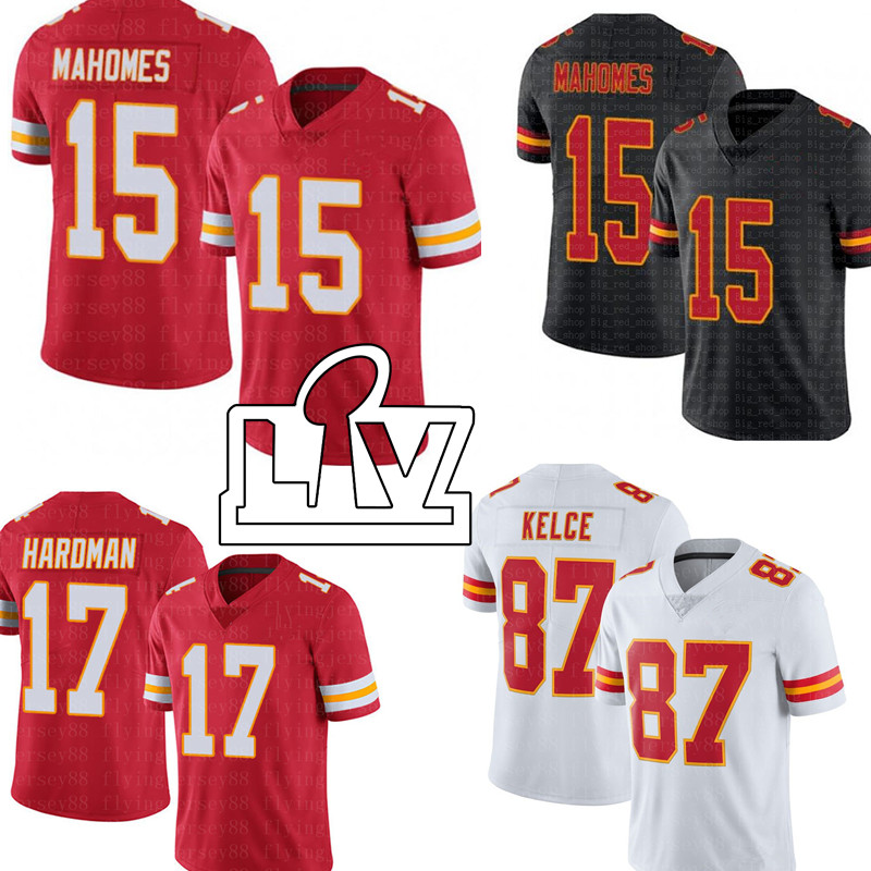 

15 Patrick Mahomes 87 Travis Kelce Jersey Clyde Edwards-Helaire Tyreek Hill Bell Tyrann Mathieu Football Jerseys, Mens