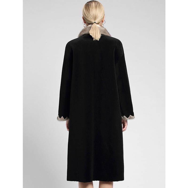 

Women's Fur & Faux Women Sheep Shearing Real Winter Coat Natural Mink Collar Long Jacket For Womens Clothing Abrigo Mujer ZZH002 YY855, Black