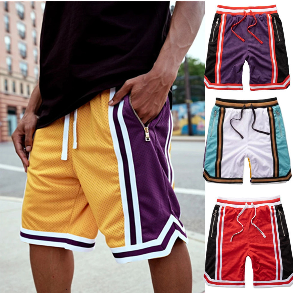 

fashion shorts sports basketball men's summer fitness leisure training mesh capris, White;black