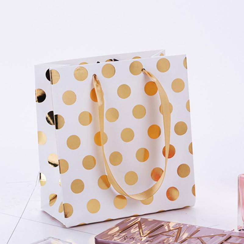 

Gift Wrap 12pcs Tote Paper Christmas Wedding Polka Dot Celebration Pouch Party Favor Decoration Bag Birthday Portable With Handles
