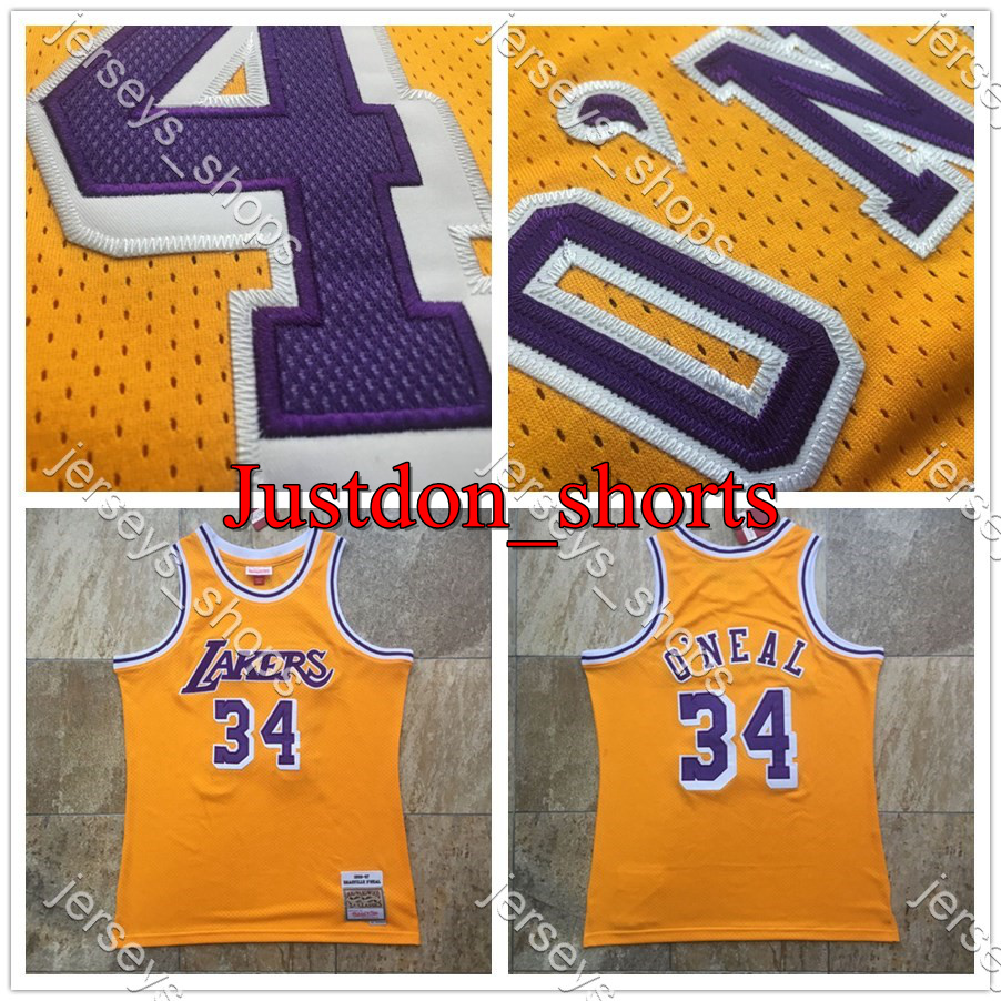 

Mens Throwback Shaquille ONeal Yellow 34 Mitchell & Ness 1996/97 Secret Stitched Hardwoods Classics Basketball Jerseys Shirts Camisetas Sweatpants, Like pics
